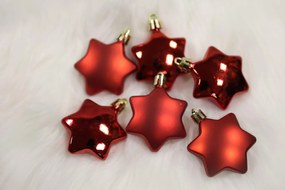 Piros karácsonyfadísz csillagok 6db 5cm