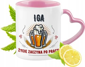 Igi bögre rózsaszín, szív alakú füllel Kávé ajándék