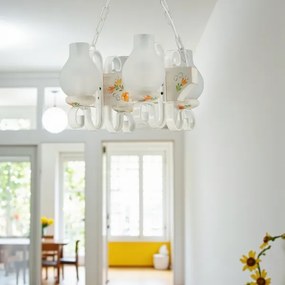 Brilagi - Láncos csillár QUEEN 4xE14/40W/230V bükk/krémszínű