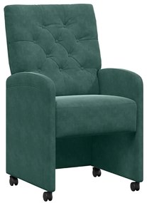 Kerekes Étkező Székek 2 pcs Sötétzöld 58 x 67 x 97 cm Bársony