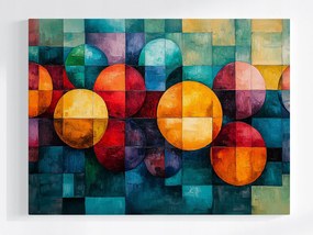 Canvas Vászonkép Színes Absztrakt Geometria Kör Négyzet 100x75