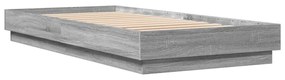 szürke sonoma színű ágykeret LED-világítással 90x200 cm