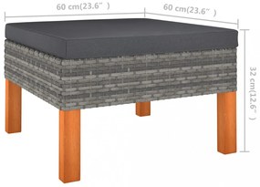 12 részes szürke polyrattan kerti ülőgarnitúra párnákkal