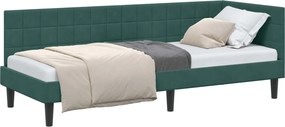 vidaXL Sarokágy keret fejtámlával Sötétzöld 80 cm x 200 cm Bársony