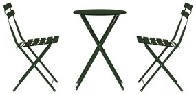 3 Részes Összecsukható Bistro Szett Sötét Zöld Acél