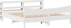 vidaXL fehér tömör fenyőfa ágykeret fejtámlával 200 x 200 cm