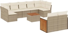 vidaXL 10 részes bézs polyrattan kerti ülőgarnitúra párnával