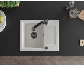 Mexen Enzo, 1 kamrás gránit mosogató 576x465x174 mm és Elia mosogató csaptelep, fehér, 6506-20-670101-70