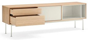 Yoko krémfehér TV-állvány tölgyfa dekorral - Teulat