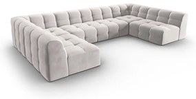 Világosszürke bársony sarokkanapé ("U" alakú) Kendal – Micadoni Home