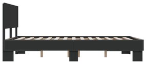 fekete szerelt fa és fém ágykeret 120 x 200 cm