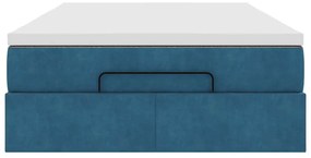 Ottomán ágykeret matraccal sötétkék 120x200cm bársony