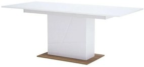 Asztal Fresno R109Fényes fehér, Riviera tölgy, Fehér, 79x90x160cm, Hosszabbíthatóság, Laminált forgácslap, Laminált forgácslap
