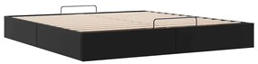 Ottomán ágykeret matrac nélkül fekete 180x200 cm műbőr