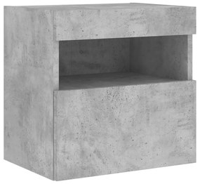 betonszürke falra szerelhető TV-szekrény LED-del 40x30x40 cm