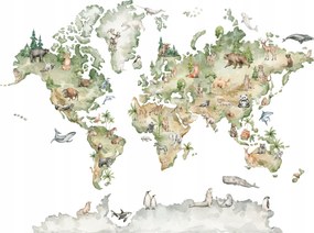 Fotótapéta Állatvilág térkép oktatási gyerekszoba 300x210 +ragasztó