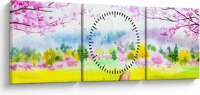 Kép - festett szarvas, akvarell (órával) (90x30 cm)