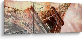 Kép - Eiffel-torony vintage stílusban (órával) (90x30 cm)