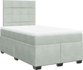 vidaXL világosszürke bársony rugós ágy matraccal 120 x 200 cm