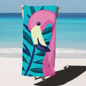 Gyorsan száradó mikroszálas strandtörölköző 70 x 140 cm flamingó motívummal