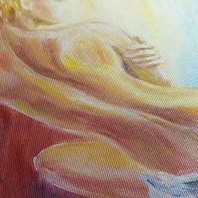 Pihenő nő képe, olajfestmény (90x60 cm)