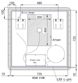 Fürdőszobai LED tükör 80x80cm | Páramentesítő - Kozmetikai tükör - Fényerő + színhőfok állítás - Digitális óra | Welland Luxury-Line G795