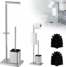 2IN1 Fém Wc-papír Tartó Állvány Wc Kefe, Max. 3 Tekercs