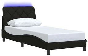 fekete szövet ágykeret LED-es matrac nélkül 80x200 cm 80x200 cm