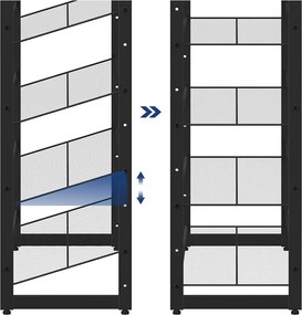 Egymásra rakható 12 szintes cipőtartó, állítható cipőspolc, fekete
