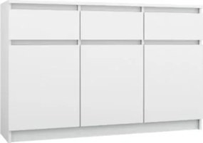 Washington 3S3F Komód Fehér 120 cm