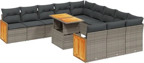 vidaXL 11 részes szürke polyrattan kerti ülőgarnitúra párnákkal