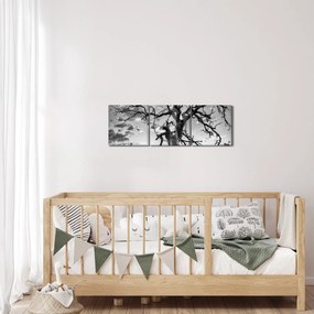 Kép - fekete fehér fa (órával) (90x30 cm)