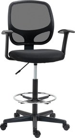 Vinsetto Magasságban Állítható Irodai Szék Kartámaszokkal, Forgó Kerekekkel és Habpárnázott Ülőrésszel, 60x56x110-132 cm, Fekete | Aosom
