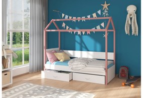 EMILIE gyerekágy + matrac, 80x180, rózsaszín/fehér