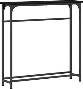 vidaXL Konzolasztal polcokkal Fekete tölgy 75 x 19,5 x 75 cm Faanyag
