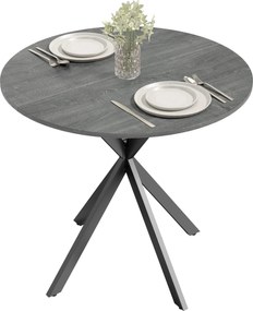 HOMCOM kerek étkezőasztal, Ø80 cm, ipari acél X-lábak, konyha/étkező/home office, szürke | Aosom