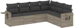 vidaXL 6 részes világosszürke polyrattan kerti ülőgarnitúra párnákkal
