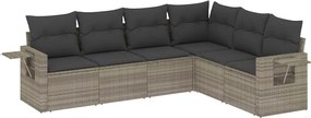 vidaXL 6 részes világosszürke polyrattan kerti ülőgarnitúra párnákkal