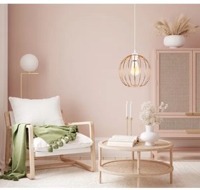 Csillár zsinóron MATT 1xE27/60W/230V fehér/réz