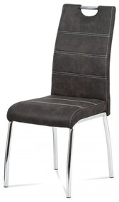 Scaun de dining modern gri cu picioare cromate HC-486