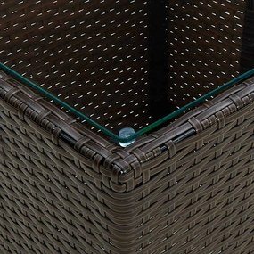vidaXL 3 részes barna polyrattan/üveg bisztrógarnitúra párnákkal