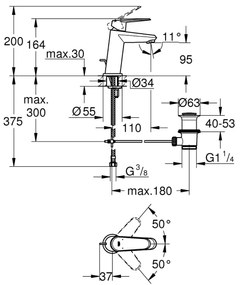 GROHE 23049002 - EURODISC COSMOPOLITAN mosdócsaptelep, S méret, króm