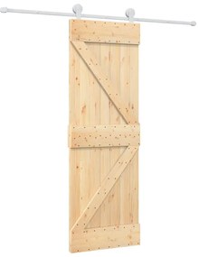 tömör fenyőfa tolóajtó fémszerelék-szettel 70 x 210 cm