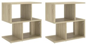 2 db sonoma tölgy színű szerelt fa éjjeliszekrény 50x30x51,5 cm