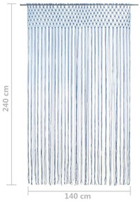 kék makramé pamutfüggöny 140 x 240 cm