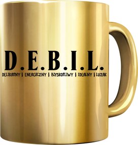Csillogó Arany Bögre D.e.b.i.l Nyomtatással Ajándékba A Férj Barátjának