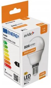 LED izzó, E14, kisgömb, G45, 6,5W, 806lm, 4000K, AVIDE (AVLED026)