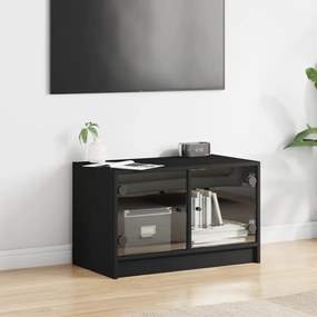fekete TV-szekrény üvegajtókkal 68x37x42 cm