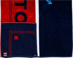 BALATON Strandtörölköző kék-piros 160x86cm