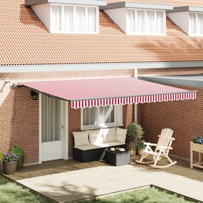 automatikus behúzható napellenző LED piros és fehér csíkkal 450x350 cm